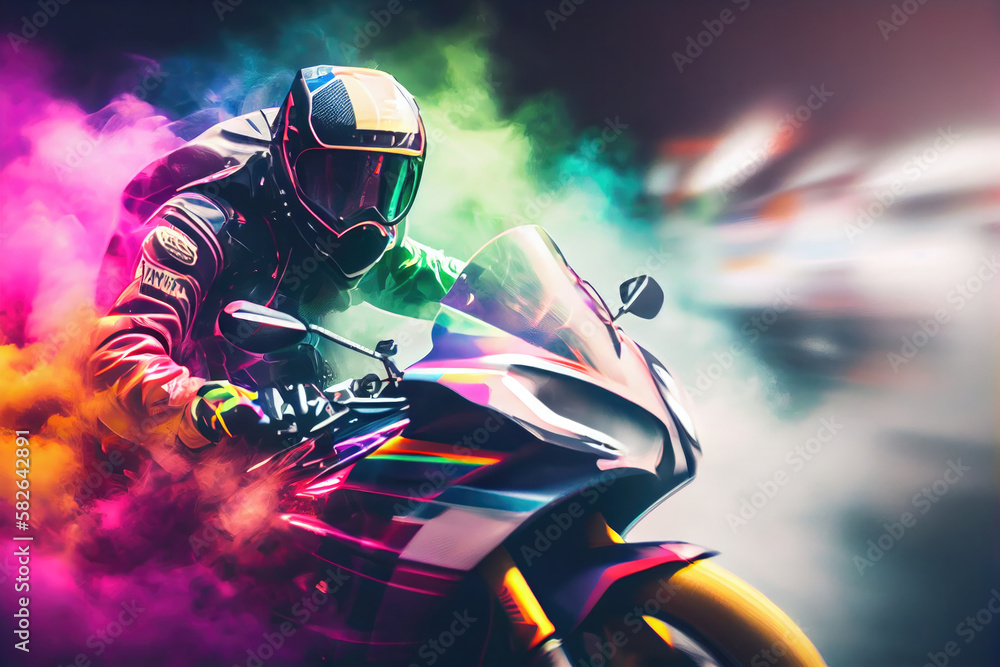 Extreme athlete Sport Motorcycle Racing on race track , Generative AI