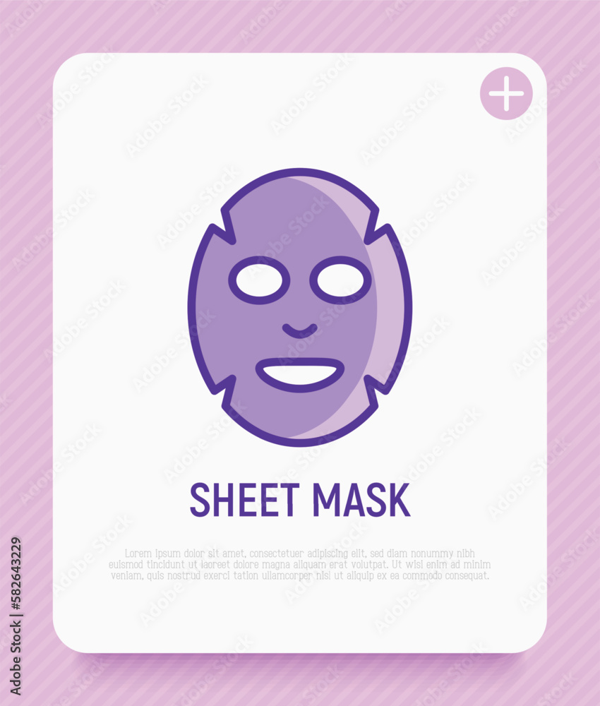 Facial sheet mask thin line icon. Modern vector illustration for beauty shop. Facial sheet mask thin line icon. Modern vector illustration for beauty shop.
