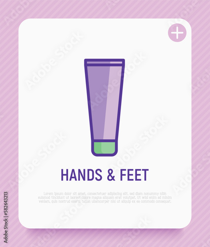 Plastic tube with skin care treatment. Simple thin line icon for beauty shop. Modern vector illustration.