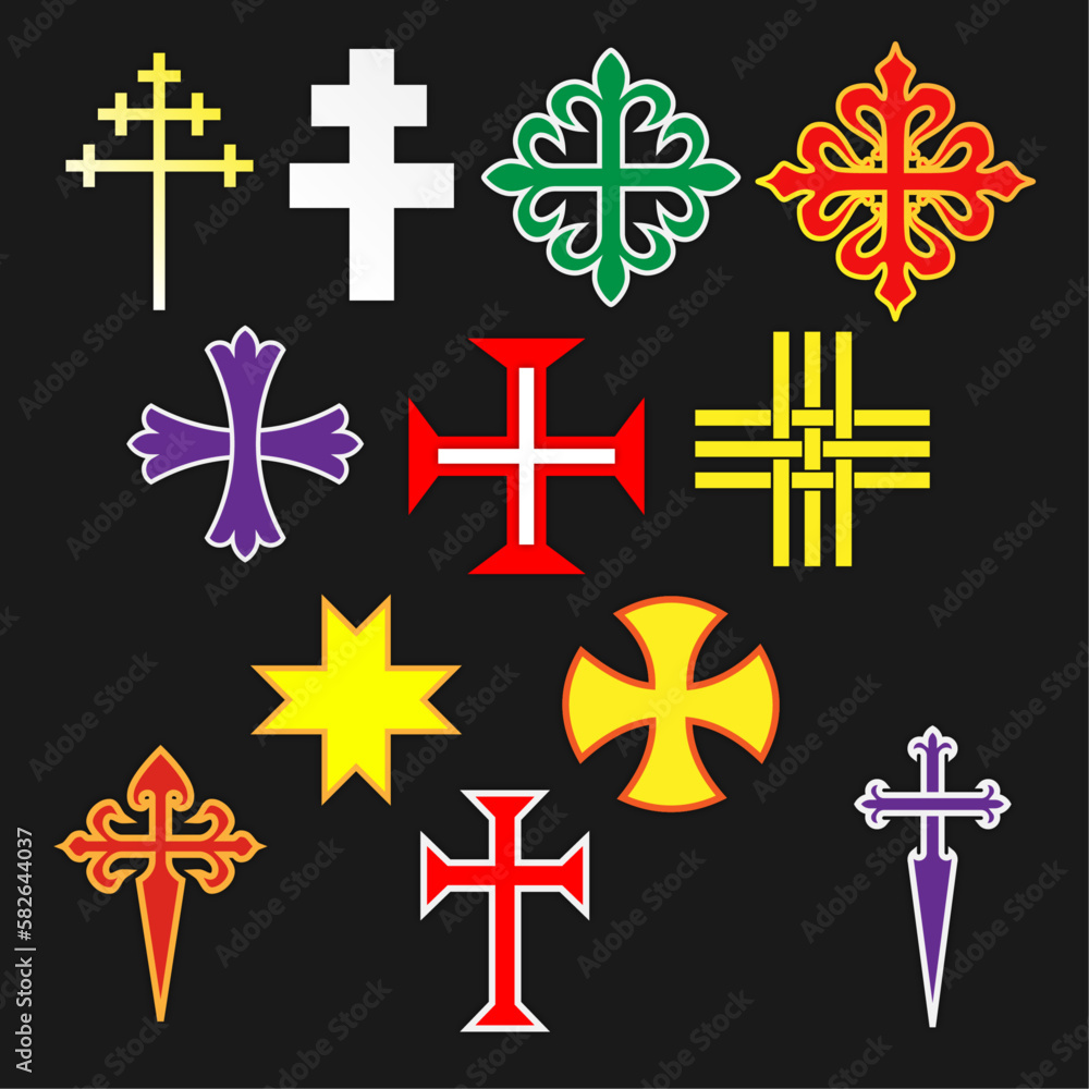 Obraz premium European Medieval Religious Crosses / Ai Illustrator