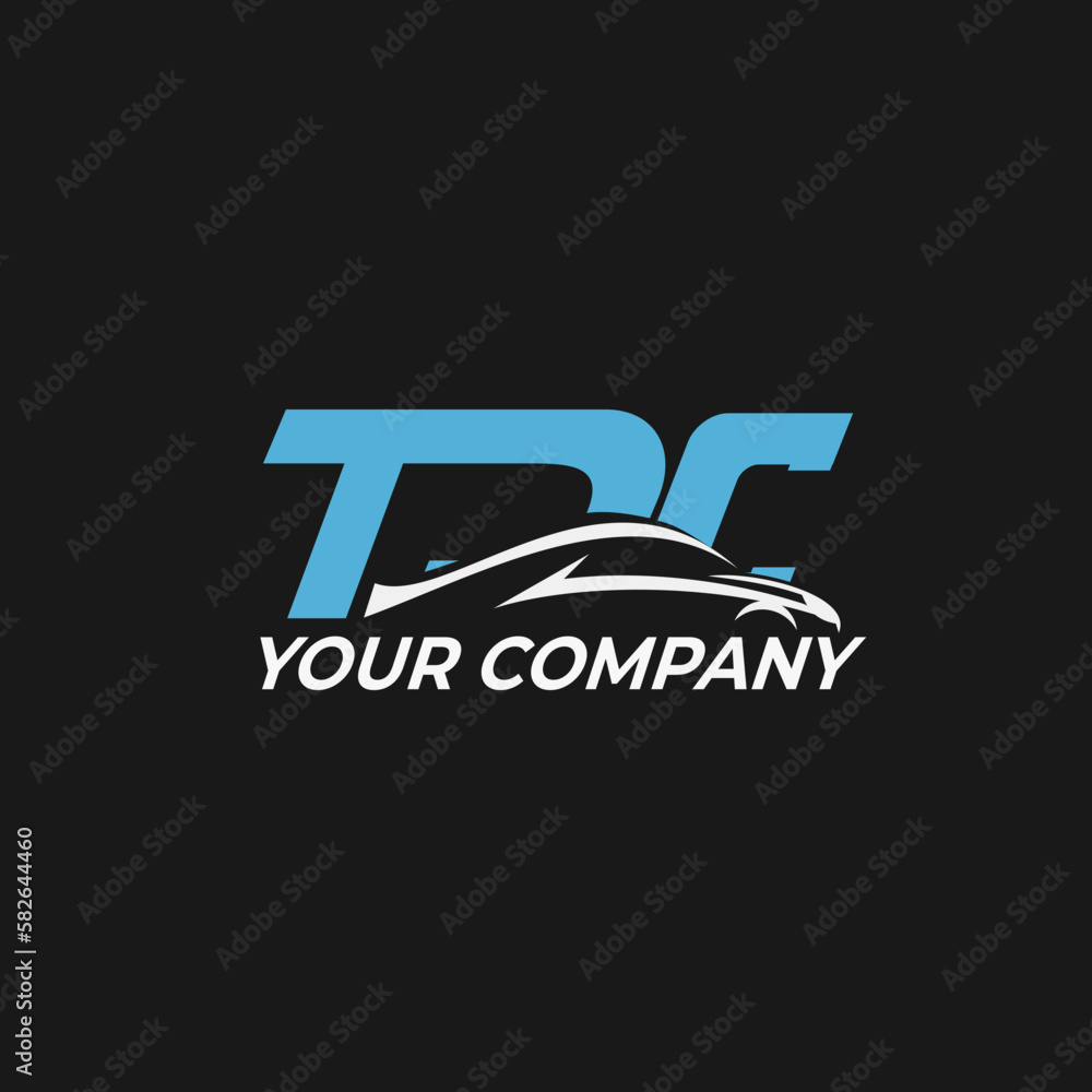 T D C with Car Silhouette vector icon. Car dealer vector logo design with isolated background.