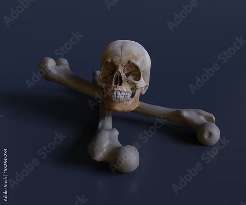 Toxic sign. The symbol is of a skull and crossbones. isolated 3d rendering