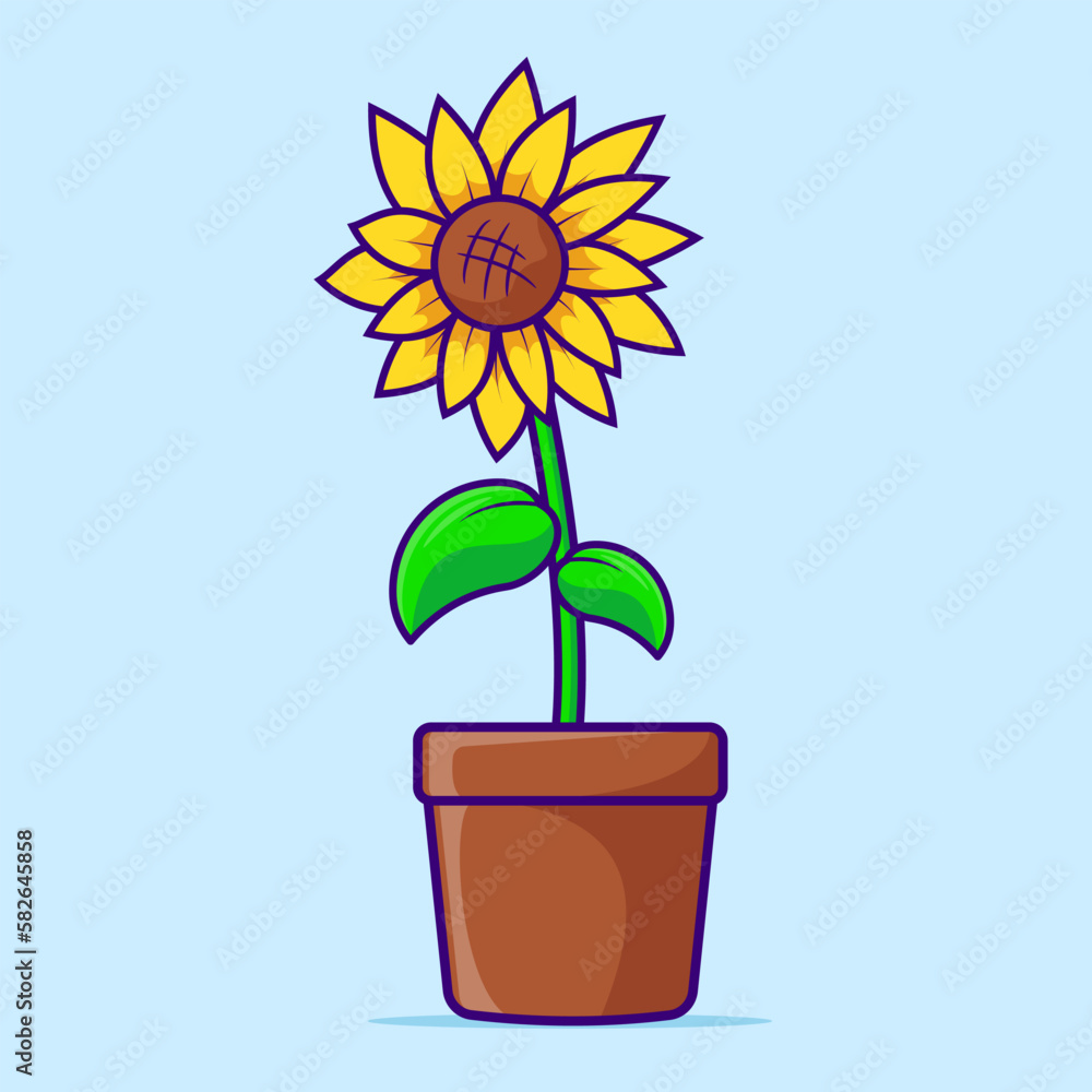 Obraz premium Sunflower Vector Flat Icon Flat Design