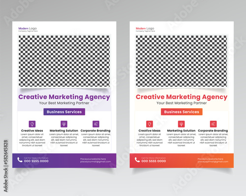 Modern business flyer vector template design. creative marketing agency flyer design.A4 Size