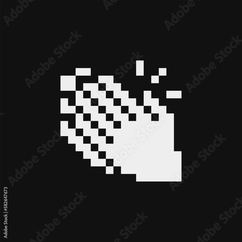 Clapping hands. Pixel art applause icon. Flat style. 1-bit. Isolated abstract vector illustration.