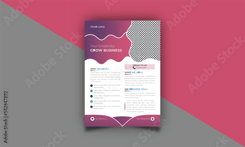 grow your Business flyer design template. take your business to the next level of poster leaflet design.A4 template, brochure design, cover, flyer, poster, print-ready 