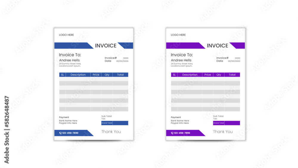 Obraz premium Clean minimal Invoice design Layout template vector design. Bill form business invoice accounting