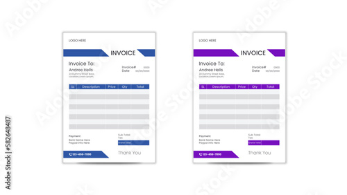 Clean minimal Invoice design Layout template vector design. Bill form business invoice accounting