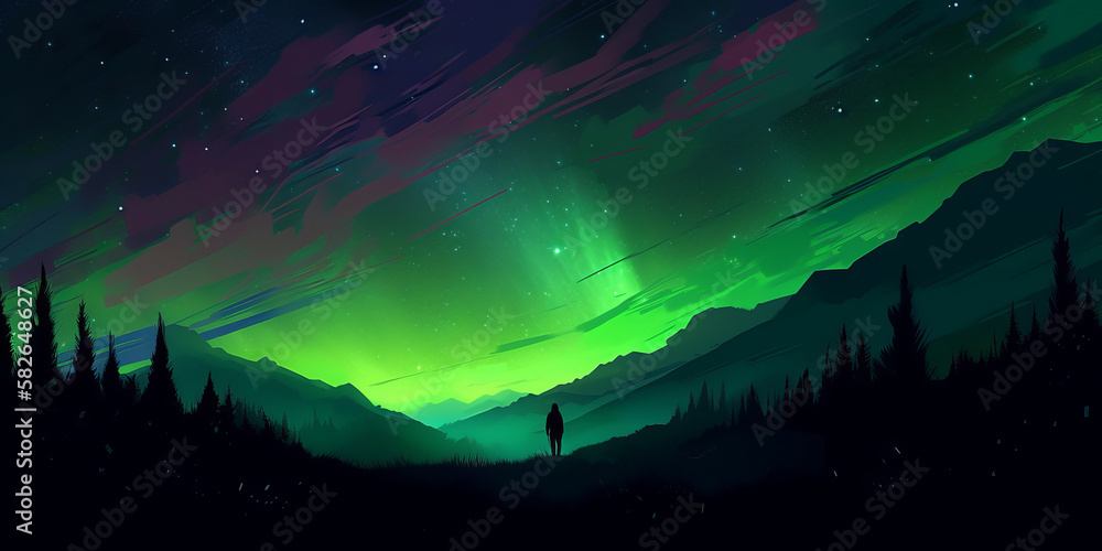 Fototapeta premium night forest landscape