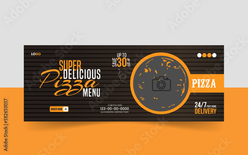 Facebook cover banner food advertising discount sale offer template social media food cover post design