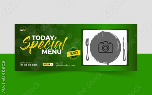 Facebook cover banner food advertising discount sale offer template social media food cover post design
