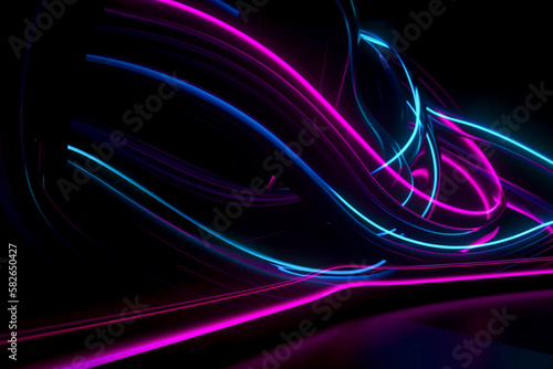 black background. Glowing purple and blue spectrum, pink blue neon lines. generative Ai technology