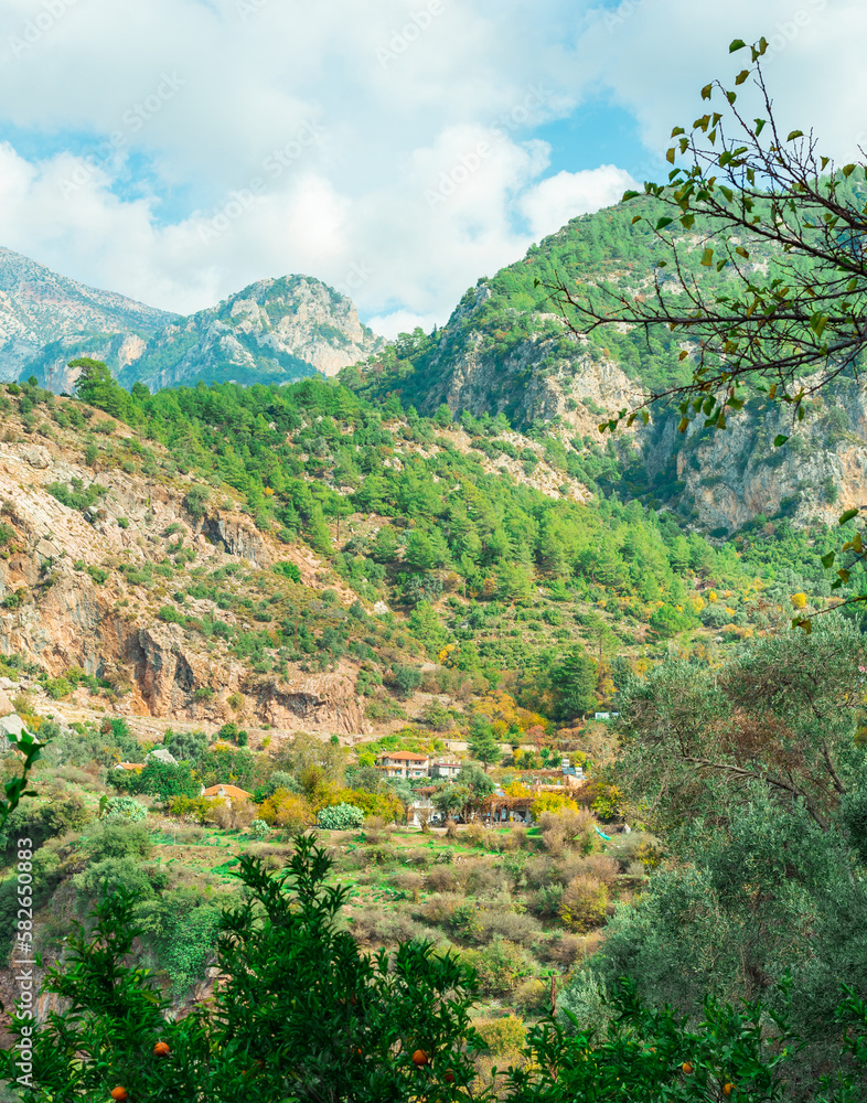 View of a small village located in the mountains of Turkey View of a small village located in the mountains of Turkey