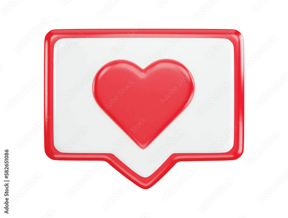 Red heart icon with a chat icon with 3d vector icon illustration Red heart icon with a chat icon with 3d vector icon illustration