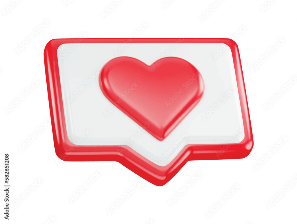 Red heart icon with a chat icon with 3d vector icon illustration Red heart icon with a chat icon with 3d vector icon illustration