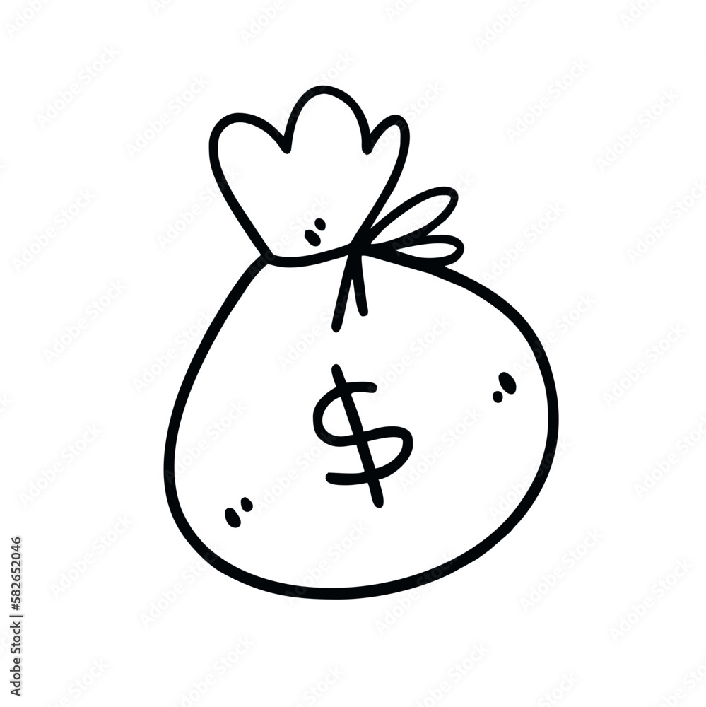 Vector Illustration of Hand Drawn Money Bag Doodle Art Style Vector Illustration of Hand Drawn Money Bag Doodle Art Style