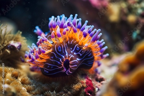 Underwater Beauty: Vibrant Nudibranch Generative AI