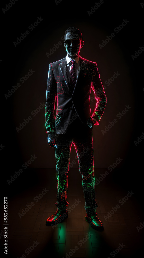 futuristic businessman in a suit
