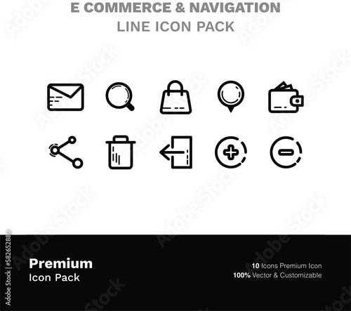 Vector collection of icons for e commerce and Navigation - Editable Stroke