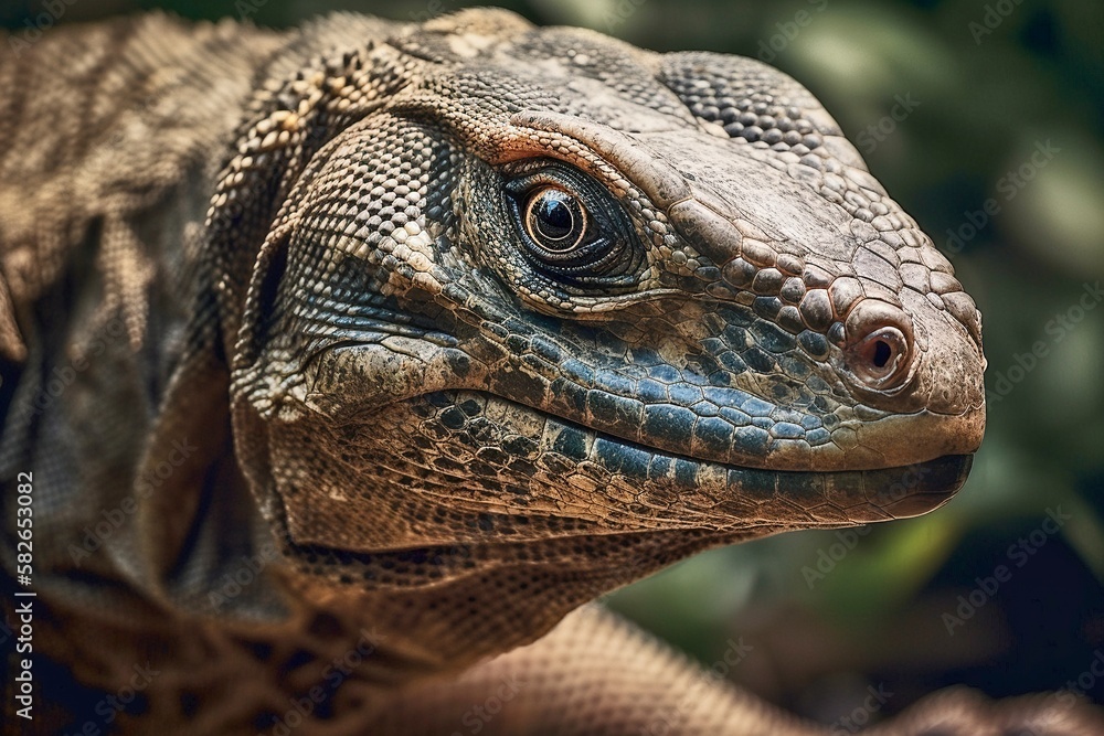 Komodo Dragon: Detailed Close-up of Nostrils and Scaly Snout, Generative Ai Komodo Dragon: Detailed Close-up of Nostrils and Scaly Snout, Generative Ai