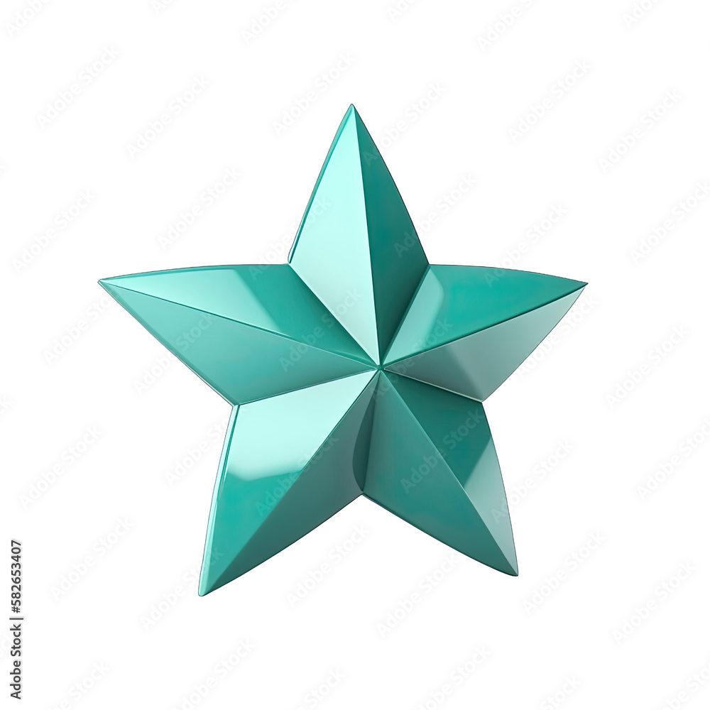 3D blue, turquoise star created with generative AI 3D blue, turquoise star created with generative AI