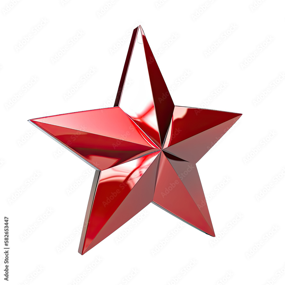 3D red star created with generative AI 3D red star created with generative AI