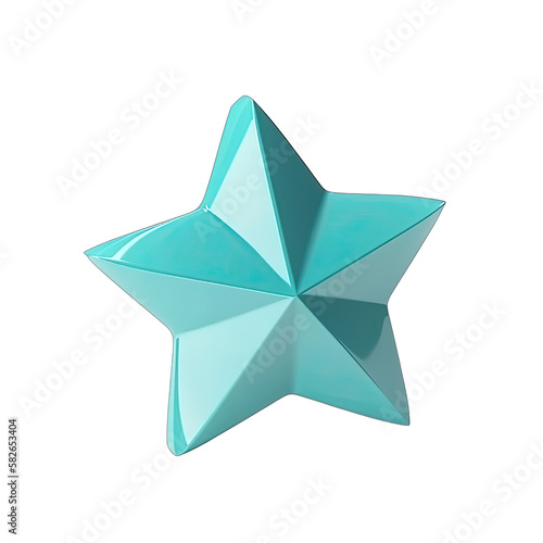 3D blue, turquoise star created with generative AI photo