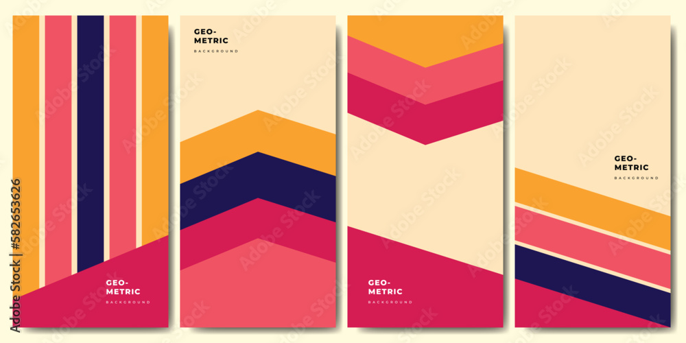Colorful geometric poster background template copy space set