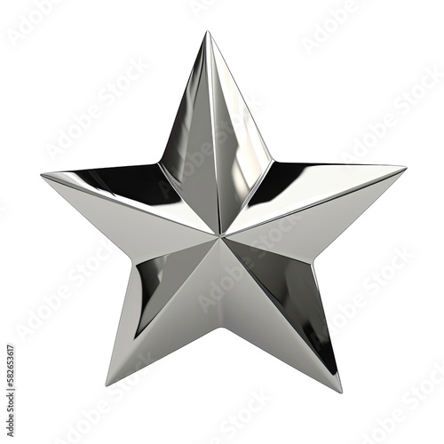 3D star grey,silver created with generative AI © thatchawong