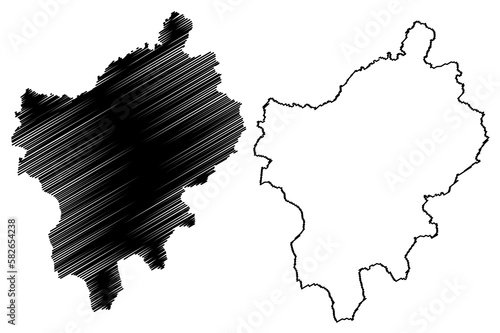 North Northamptonshire Unitary authority area (United Kingdom of Great Britain and Northern Ireland, Ceremonial county Northamptonshire or Northants, England) map vector illustration, scribble sketch photo