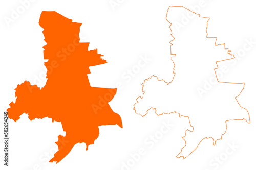 Leeuwarden City and municipality (Kingdom of the Netherlands, Holland, Frisia or Friesland province) map vector illustration, scribble sketch Ljouwert or Liwwadden map photo