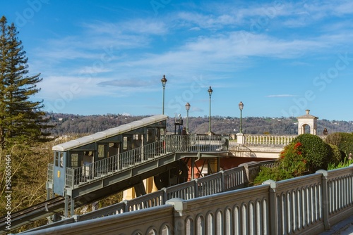 View of Pau and its famous funiculaire during spring time