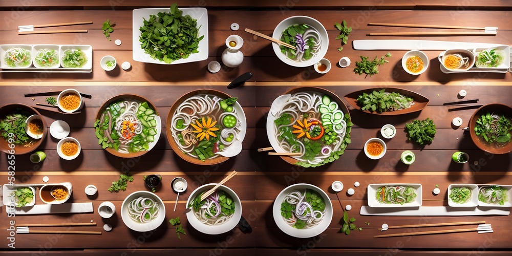 Photo of a table filled with a variety of delicious dishes and bowls