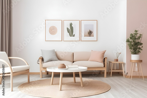 Moderne Architekturillustration eines minimalistischen Wohnzimmers