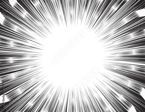回転するように渦を巻いて吸い込まれるようなモノクロの集中線