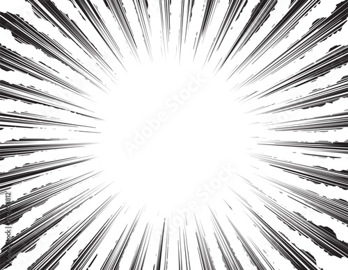 回転するように渦を巻いて吸い込まれるようなモノクロの集中線