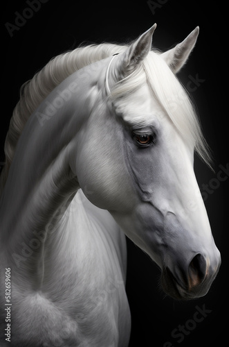 Generative AI background illustration of Portrait of beautiful Horse © Eduardo Lopez