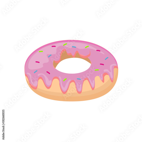 Obraz na płótnie Cartoon colorful tasty donut isolated on white background. Glazed doug w salonie
