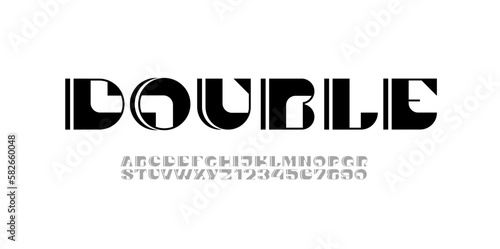 Unique font, unique alphabet, cyber letters and numbers made in future design, vector illustration 10EPS