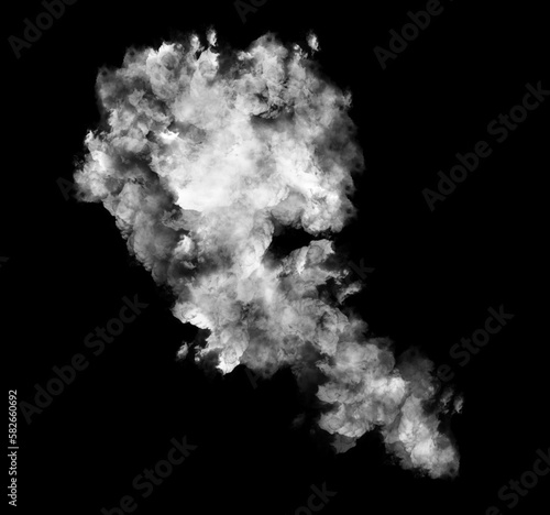 Abstract white puffs of smoke swirl overlay on black background pollution. Royalty high-quality free stock photo image of abstract smoke overlays on black backgrounds. White smoke swirls fragments