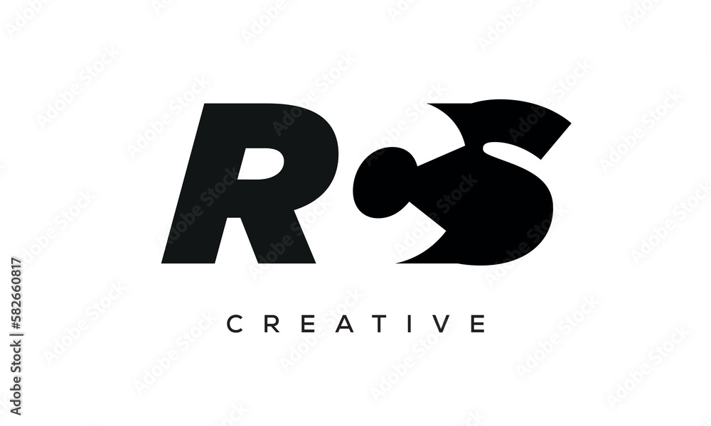 RCS letters negative space logo design. creative typography monogram vector RCS letters negative space logo design. creative typography monogram vector