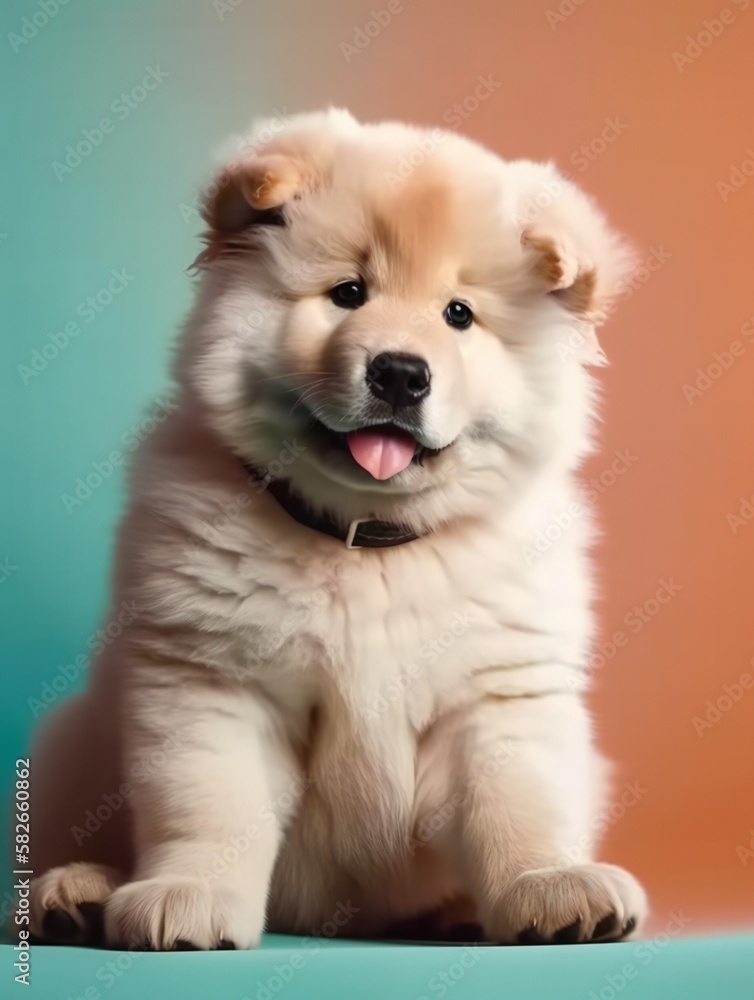portrait photo of a puppy, isolated on a pastel color background portrait photo of a puppy, isolated on a pastel color background