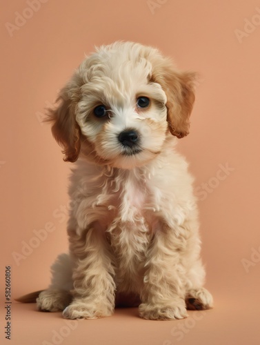 portrait photo of a puppy, isolated on a pastel color background