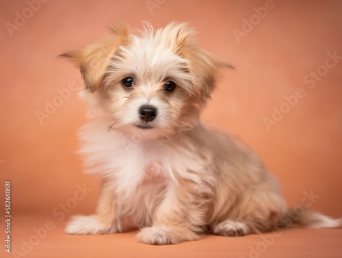 portrait photo of a puppy, isolated on a pastel color background