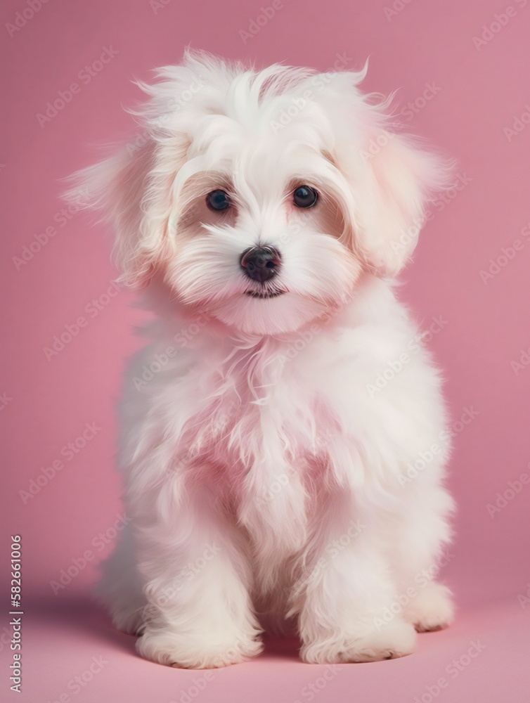 portrait photo of a puppy, isolated on a pastel color background portrait photo of a puppy, isolated on a pastel color background