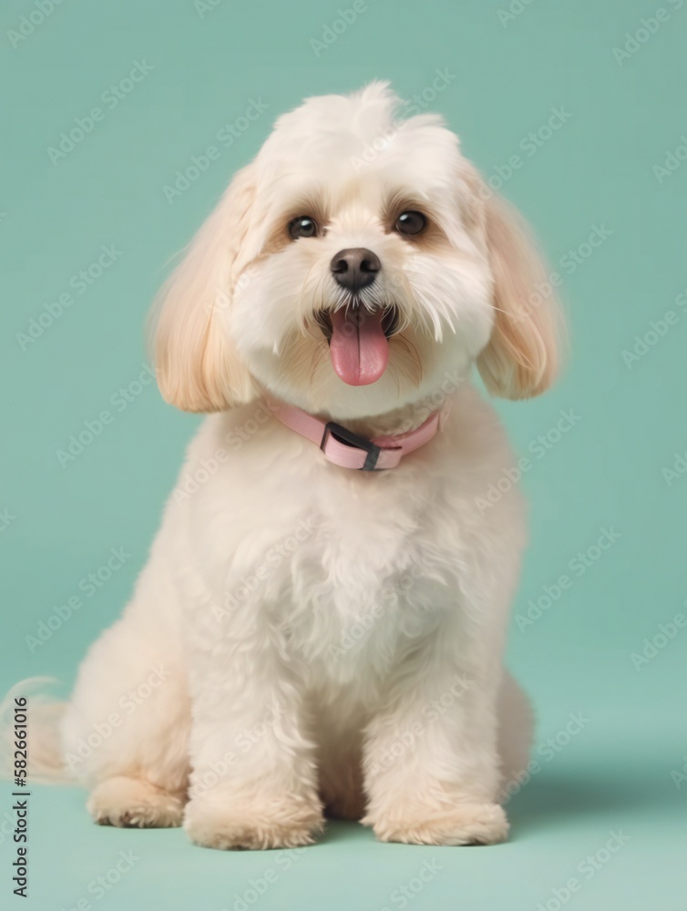 portrait photo of a puppy, isolated on a pastel color background portrait photo of a puppy, isolated on a pastel color background