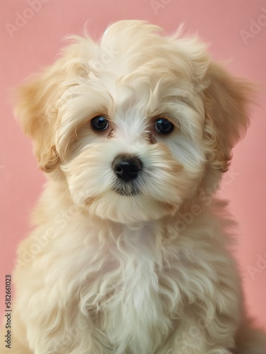 portrait photo of a puppy, isolated on a pastel color background