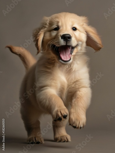 portrait photo of a puppy  isolated on a pastel color background