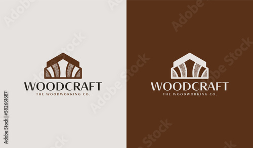Woodwork Capenter Industry Woodwork Handyman Wood House Builder Logo Design. Universal creative premium symbol. Vector sign icon logo template. Vector illustration
