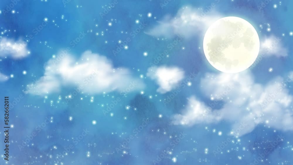 夜空と満月 流れる雲 夜空と満月 流れる雲